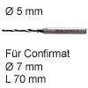 Stufenbohrer für Confirmatschrauben 70 HS Bohrer 5 / 7 / 10 mm L 70