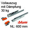 600 mm Blum Tandem Vollauszug 30 kg + Dämpfung 560H6000B 560H6000B - 30 KG Vollauszug mit Dämpfung NL 600