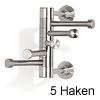 Garderobe mit schwenkbaren Haken, Edelstahl - H 160 mm - B 224 mm Hakengarderobe mit 5 schwenkbaren Haken - Edelstahl massiv