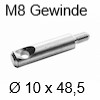 XS Stahldübel Ø 10 x 48,5 mm mit M8 Gewinde - ohne Einschraubmuffe! XS Dübel Ø10x48,5 mm / M8x11
