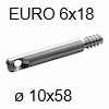 XS Stahldübel ø10x58 mm, EURO 6x18mm XS Dübel Ø10x58 mm / EURO 6x18